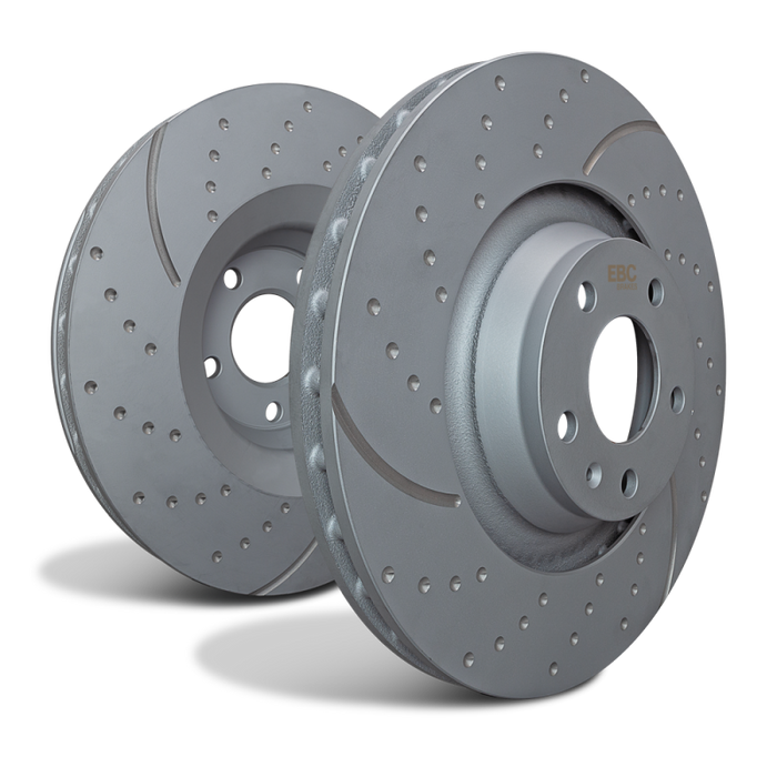 EBC 2021+ Ford Bronco Sport 1.5T Front GD Sport Rotors - Premium Brake Rotors - Slot & Drilled from EBC - Just $309.01! Shop now at WinWithDom INC. - DomTuned