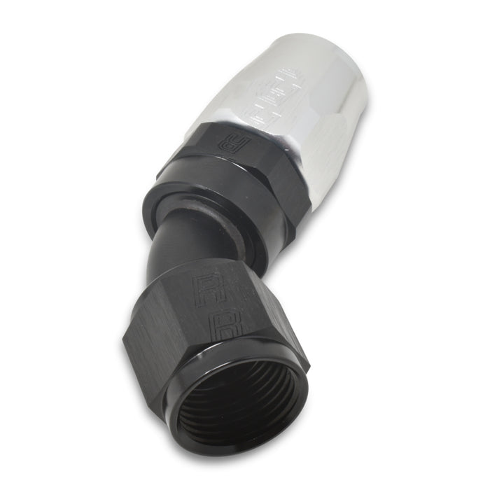 Russell Performance -6 AN Black/Silver 45 Degree Full Flow Hose End - Premium Fittings from Russell - Just $17.96! Shop now at WinWithDom INC. - DomTuned