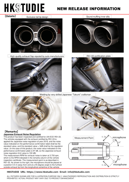 HKSTUDIE EXHAUST for BMW G80/G82 Comp - Premium Catback from HKS - Just $5000! Shop now at WinWithDom INC. - DomTuned