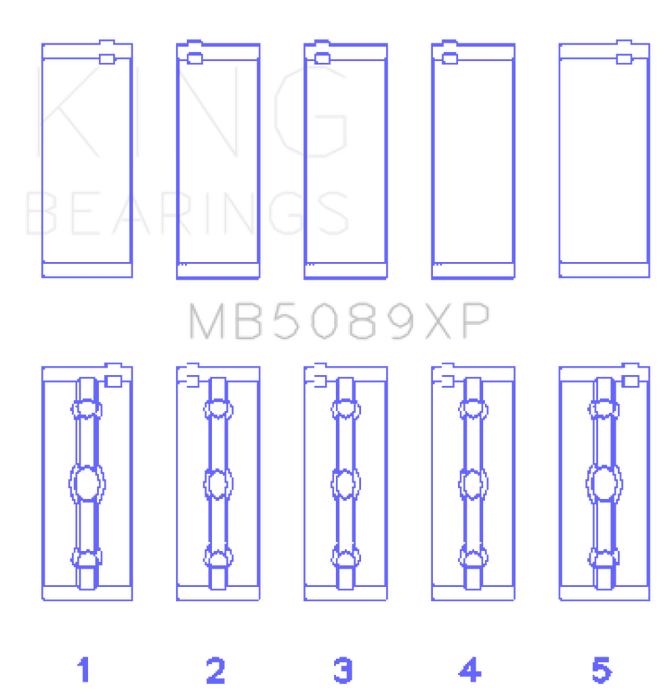 King Toyota 1RZ / 2RZ / 3RZ Crankshaft Main Bearing Set (Set of 5) - Premium Bearings from King Engine Bearings - Just $220.31! Shop now at WinWithDom INC. - DomTuned
