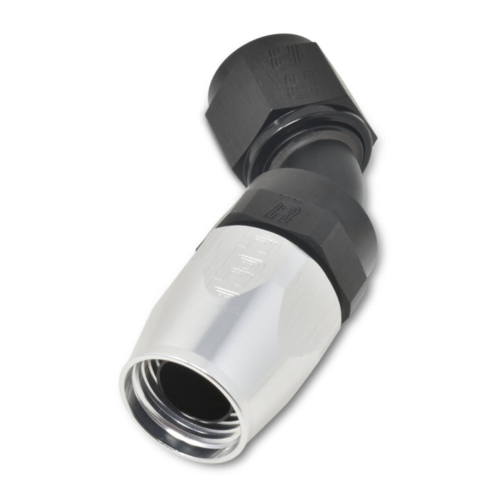 Russell Performance -6 AN Black/Silver 45 Degree Full Flow Hose End - Premium Fittings from Russell - Just $17.96! Shop now at WinWithDom INC. - DomTuned