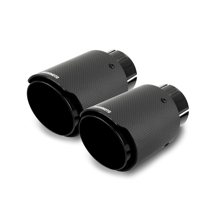 Mishimoto 2x Carbon Fiber Muffler Tip 2.5in Inlet 3.5in Outlet Black - Premium Muffler from Mishimoto - Just $173.95! Shop now at WinWithDom INC. - DomTuned