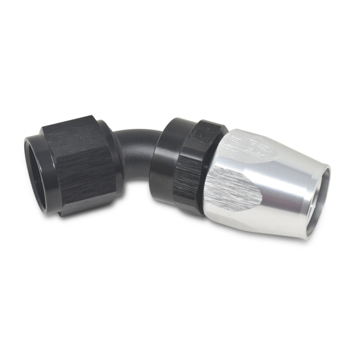 Russell Performance -6 AN Black/Silver 45 Degree Full Flow Hose End - Premium Fittings from Russell - Just $17.96! Shop now at WinWithDom INC. - DomTuned