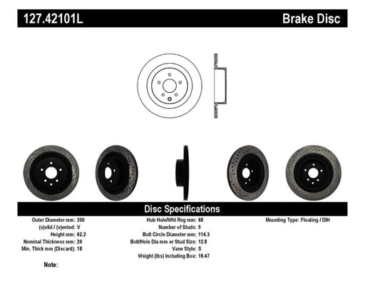 StopTech Infiniti G37 / Nissan 370Z SportStop Slotted & Drilled Rear Left Rotor - Premium Brake Rotors - Slot & Drilled from Stoptech - Just $224.83! Shop now at WinWithDom INC. - DomTuned