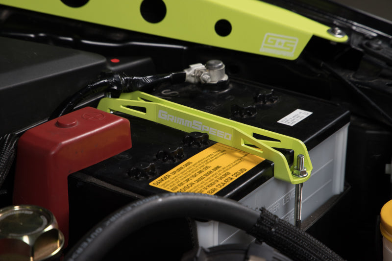 Grimm Speed Subaru Impreza/WRX/STI/Legacy/Forester/BRZ Lightweight Battery Tie Down - Neon Green - Premium Battery Tiedowns from GrimmSpeed - Just $39! Shop now at WinWithDom INC. - DomTuned