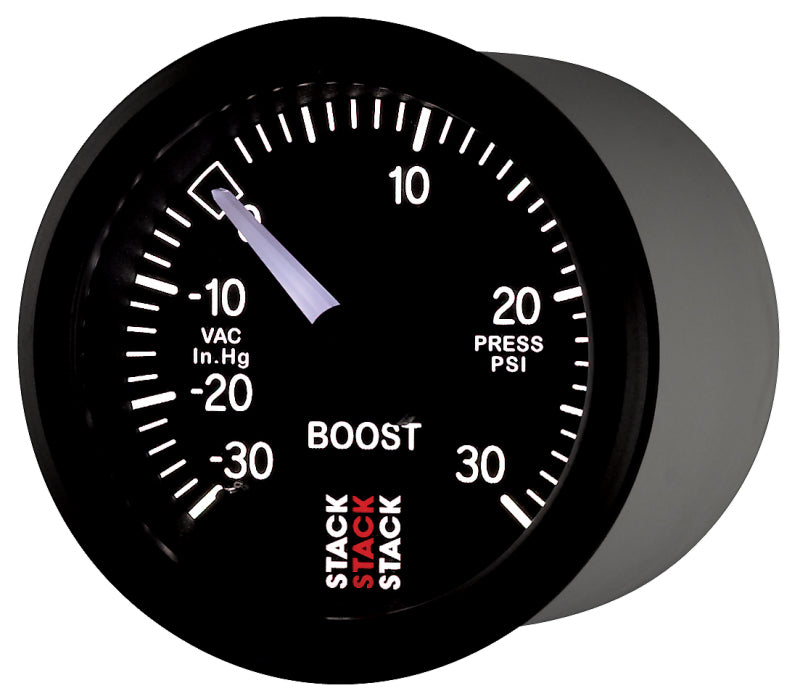 Autometer 52mm Stack Instruments -30INHG to +30PSI Mechanical Boost Gauge - Black - Premium Gauges from AutoMeter - Just $126.26! Shop now at WinWithDom INC. - DomTuned