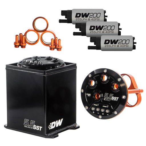 DeatschWerks 5.5L Modular Surge Tank Includes 3 DW200 Fuel Pumps - Premium Surge Tanks from DeatschWerks - Just $649! Shop now at WinWithDom INC. - DomTuned