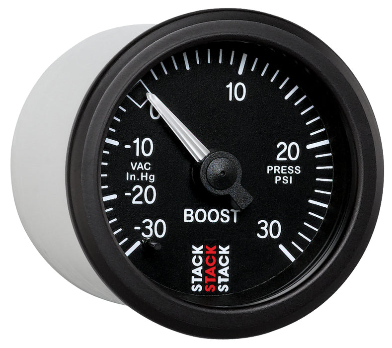 Autometer 52mm Stack Instruments -30INHG to +30PSI Mechanical Boost Gauge - Black - Premium Gauges from AutoMeter - Just $126.26! Shop now at WinWithDom INC. - DomTuned