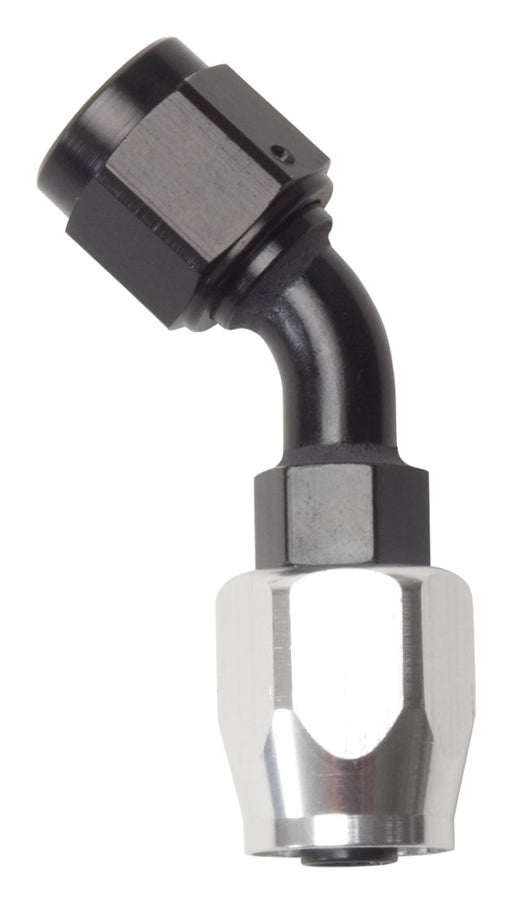 Russell Performance -6 AN Black/Silver 45 Degree Full Flow Hose End - Premium Fittings from Russell - Just $17.96! Shop now at WinWithDom INC. - DomTuned