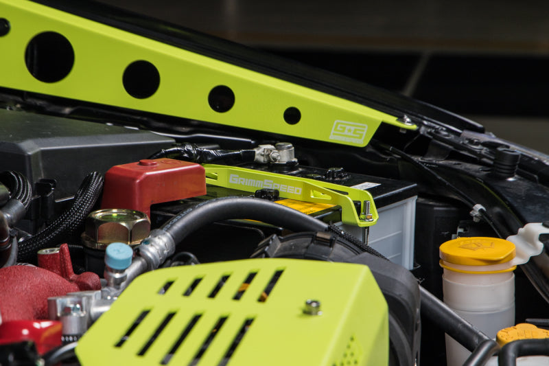 Grimm Speed Subaru Impreza/WRX/STI/Legacy/Forester/BRZ Lightweight Battery Tie Down - Neon Green - Premium Battery Tiedowns from GrimmSpeed - Just $39! Shop now at WinWithDom INC. - DomTuned