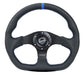 NRG Reinforced Steering Wheel (320mm) Sport Leather Flat Bottom w/ Blue Center/ Blue Stitching - Premium Steering Wheels from NRG - Just $160! Shop now at WinWithDom INC. - DomTuned