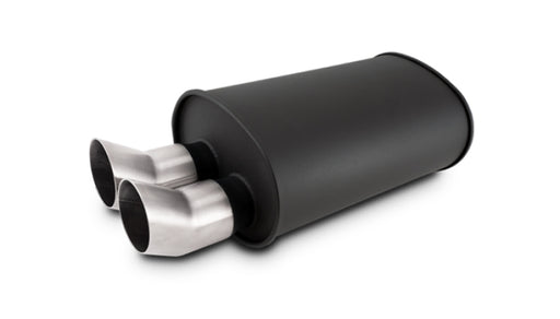 Vibrant Streetpower Flat Blk Muffler 9.5x6.75x15in Body 2.5in Inlet ID 3in Tip OD w/Dual DTM Tips - Premium Muffler from Vibrant - Just $289.99! Shop now at WinWithDom INC. - DomTuned