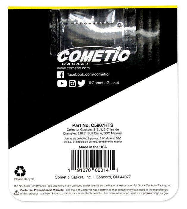 Cometic 3.0in HTS Header Collector Gasket Set - .060in DIA Port/3.875 Bolt Circle - Premium Exhaust Gaskets from Cometic Gasket - Just $17.84! Shop now at WinWithDom INC. - DomTuned