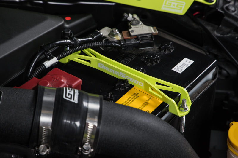 Grimm Speed Subaru Impreza/WRX/STI/Legacy/Forester/BRZ Lightweight Battery Tie Down - Neon Green - Premium Battery Tiedowns from GrimmSpeed - Just $39! Shop now at WinWithDom INC. - DomTuned