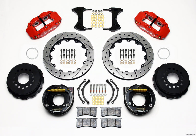 Wilwood Narrow Superlite 4R Rear P-Brk Kit 12.88in Drilled Red Chevy 12 Bolt w/ C-Clips - Premium Big Brake Kits from Wilwood - Just $1947.24! Shop now at WinWithDom INC. - DomTuned