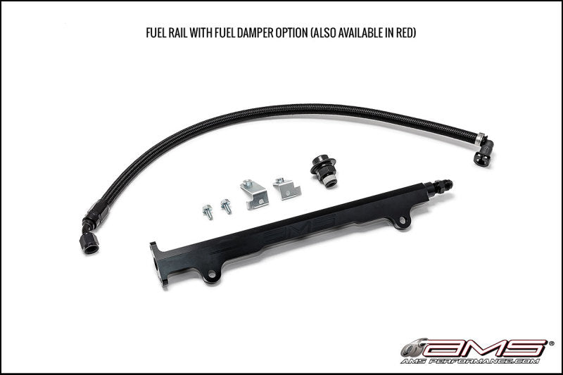 AMS Performance 08-15 Mitsubishi EVO X CNC Machined Aluminum Fuel Rail w/Pulsation Dampener - Black - Premium Fuel Rails from AMS - Just $242.45! Shop now at WinWithDom INC. - DomTuned