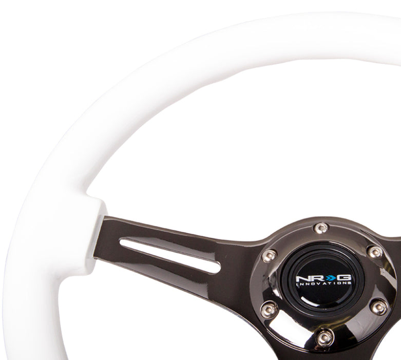 NRG Classic Wood Grain Steering Wheel (350mm) White Paint Grip w/Black 3-Spoke Center - Premium Steering Wheels from NRG - Just $160! Shop now at WinWithDom INC. - DomTuned