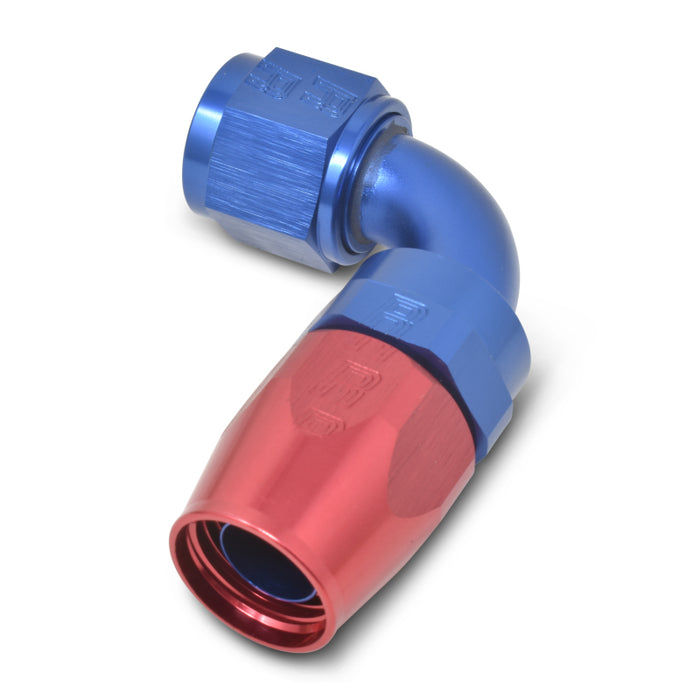 Russell Performance -6 AN Red/Blue 90 Degree Full Flow Hose End - Premium Fittings from Russell - Just $17.96! Shop now at WinWithDom INC. - DomTuned