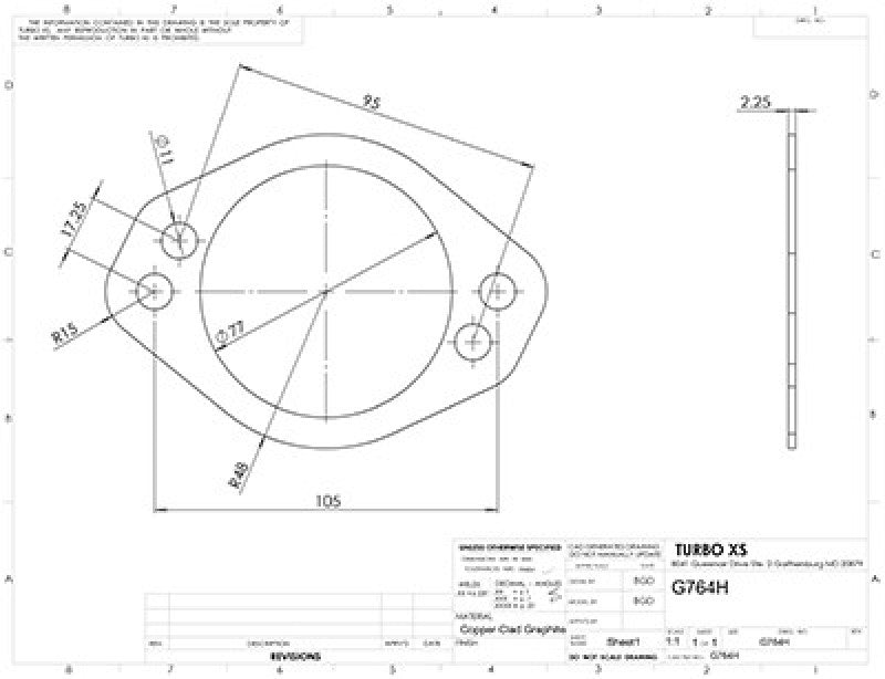 Turbo XS 4 Hole 3in Gasket 105mm Center-to-Center (Fits WS-MP-V2 / WS02-RMA / WS02-RMA-TI) - Premium Exhaust Gaskets from Turbo XS - Just $13.05! Shop now at WinWithDom INC. - DomTuned