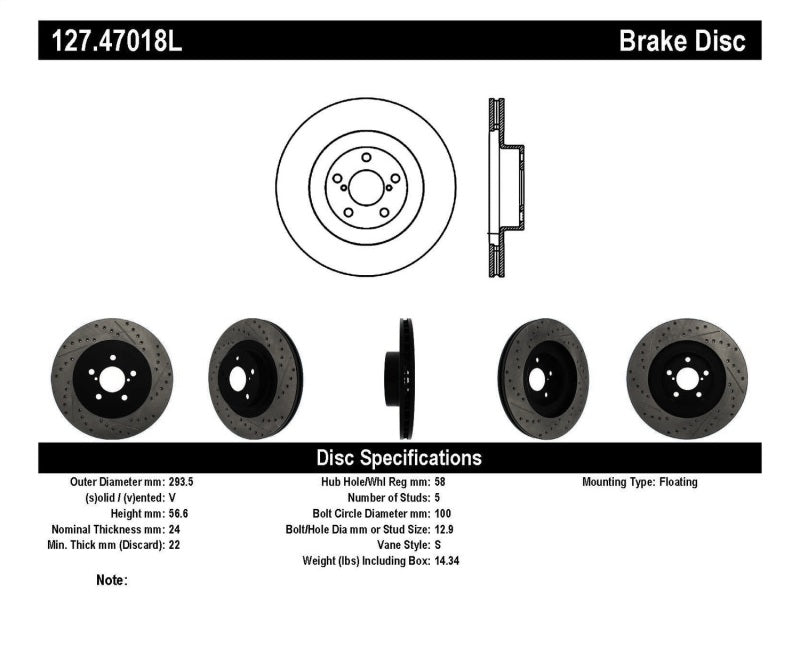 StopTech 02-10 Subaru WRX Slotted & Drilled Left Front Rotor (exc. STi) - Premium Brake Rotors - Slot & Drilled from Stoptech - Just $188.02! Shop now at WinWithDom INC. - DomTuned