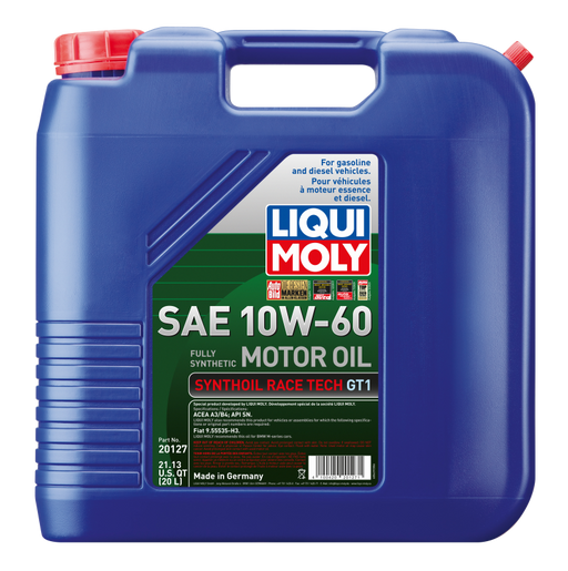 LIQUI MOLY 20L Synthoil Race Tech GT1 Motor Oil SAE 10W60 - Premium Motor Oils from LIQUI MOLY - Just $274.99! Shop now at WinWithDom INC. - DomTuned
