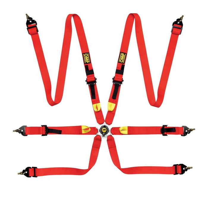 OMP Safety Harness First 2In Red (Fia 8853-2016) Pull Up - Steel Adj - Premium Seat Belts & Harnesses from OMP - Just $299! Shop now at WinWithDom INC. - DomTuned