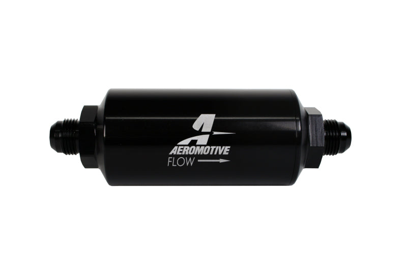 Aeromotive In-Line Filter - (AN -8 Male) 40 Micron Stainless Mesh Element Bright Dip Black Finish