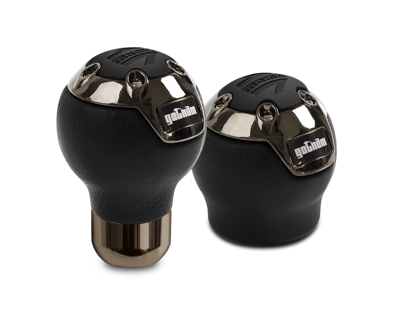 Momo Gotham Shift Knob - Black Leather, Dark Chrome Insert - Premium Shift Knobs from MOMO - Just $105! Shop now at WinWithDom INC. - DomTuned