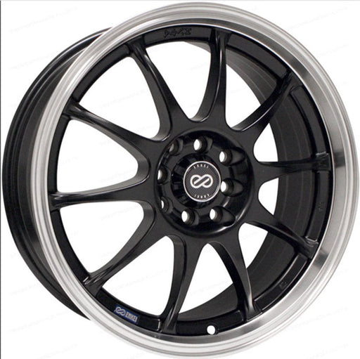 Enkei J10 15x6.5 4x100/108 38mm Offset 72.6mm Bore Dia Matte Black w/ Machined Lip Wheel - Premium Wheels - Cast from Enkei - Just $158! Shop now at WinWithDom INC. - DomTuned