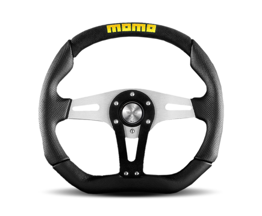 Momo Trek Steering Wheel 350 mm - Black AirLeather/Brshd Al Spokes - Premium Steering Wheels from MOMO - Just $189! Shop now at WinWithDom INC. - DomTuned