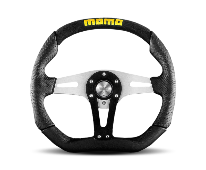 Momo Trek Steering Wheel 350 mm - Black AirLeather/Brshd Al Spokes - Premium Steering Wheels from MOMO - Just $189! Shop now at WinWithDom INC. - DomTuned