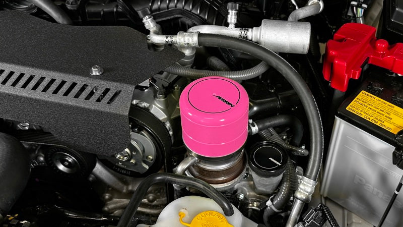 Perrin 2015+ Subaru WRX/STI Oil Filter Cover - Hyper Pink - Premium Oil Filters from Perrin Performance - Just $89.25! Shop now at WinWithDom INC. - DomTuned