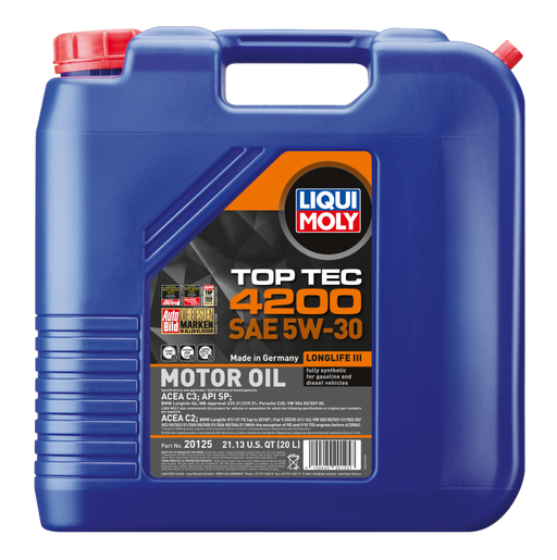 LIQUI MOLY 20L Top Tec 4200 New Generation Motor Oil SAE 5W30 - Premium Motor Oils from LIQUI MOLY - Just $272.99! Shop now at WinWithDom INC. - DomTuned