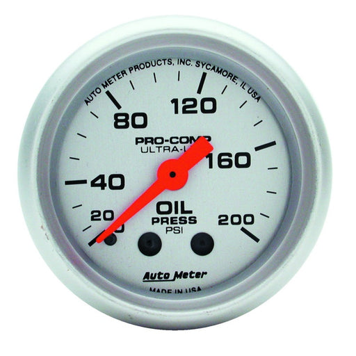 Autometer Ultra-Lite 52mm 0-200 PSI Mechanical Oil Pressure Gauge - Premium Gauges from AutoMeter - Just $99.39! Shop now at WinWithDom INC. - DomTuned