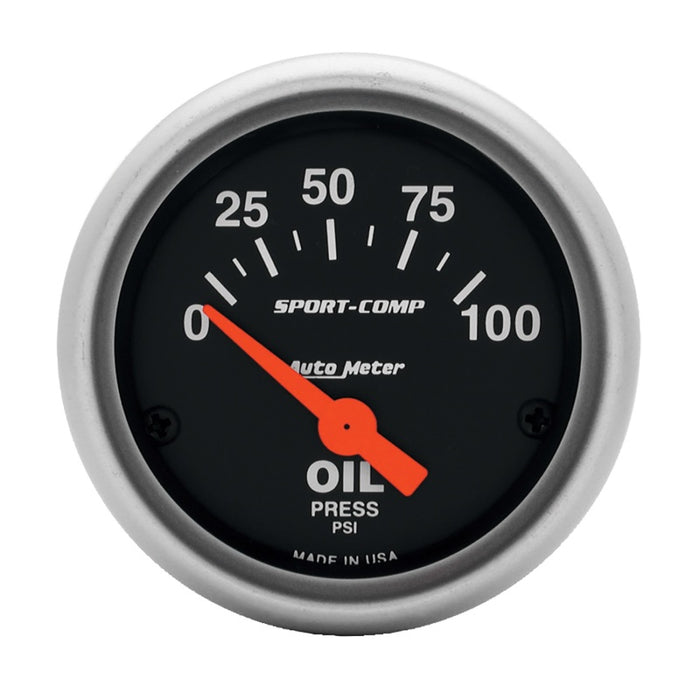 Autometer Sport-Comp 52mm 0-100 PSI Electronic Oil Pressure Gauge - Premium Gauges from AutoMeter - Just $121.96! Shop now at WinWithDom INC. - DomTuned