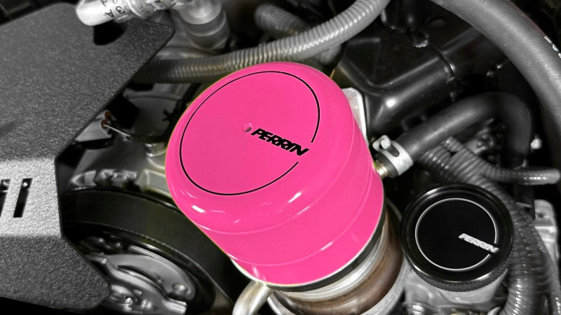 Perrin 2015+ Subaru WRX/STI Oil Filter Cover - Hyper Pink - Premium Oil Filters from Perrin Performance - Just $89.25! Shop now at WinWithDom INC. - DomTuned