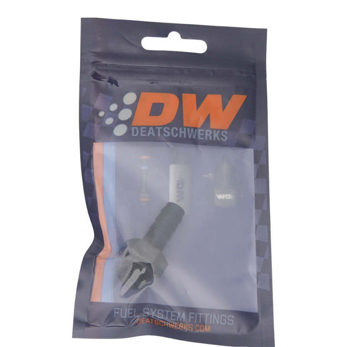 DeatschWerks 6AN ORB Male to 3/8in Male Triple Barb Fitting (Incl O-Ring) - Anodized Matte Black - Premium Fittings from DeatschWerks - Just $10! Shop now at WinWithDom INC. - DomTuned