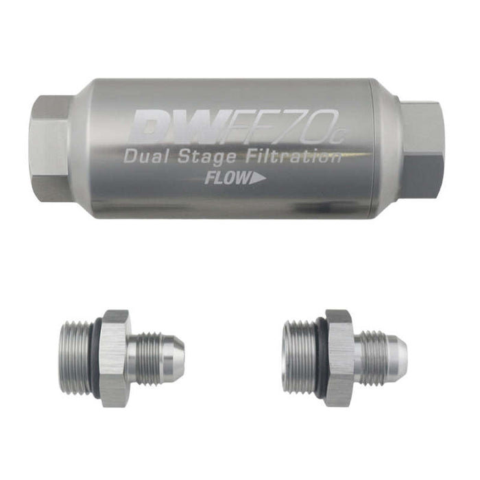 DeatschWerks 6AN 10 Micron 70mm Compact In-Line Fuel Filter Kit - Premium Fuel Filters from DeatschWerks - Just $133! Shop now at WinWithDom INC. - DomTuned