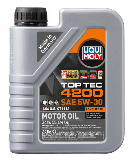LIQUI MOLY 1L Top Tec 4200 New Generation Motor Oil SAE 5W30 - Premium Motor Oils from LIQUI MOLY - Just $119.94! Shop now at WinWithDom INC. - DomTuned