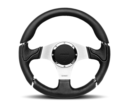 Momo Millenium Steering Wheel 350 mm - Black Leather/Black Stitch/Brshd Spokes - Premium Steering Wheels from MOMO - Just $249! Shop now at WinWithDom INC. - DomTuned