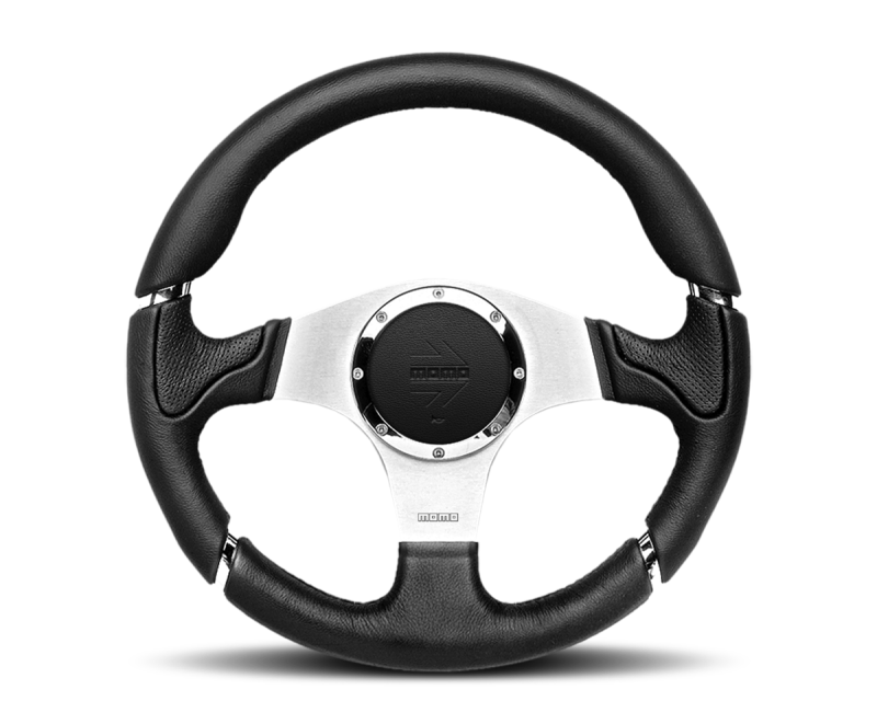 Momo Millenium Steering Wheel 350 mm - Black Leather/Black Stitch/Brshd Spokes - Premium Steering Wheels from MOMO - Just $249! Shop now at WinWithDom INC. - DomTuned