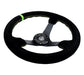 NRG Reinforced Steering Wheel 350mm/3in. Deep Blk Suede/ Neon Green Stitch w/5mm Matte Black Spoke - Premium Steering Wheels from NRG - Just $180! Shop now at WinWithDom INC. - DomTuned