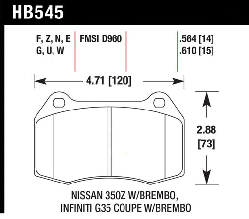 Hawk 03-07 G35/350z w/ Brembo HP+ Street Front Brake Pads - Premium Brake Pads - Performance from Hawk Performance - Just $200.69! Shop now at WinWithDom INC. - DomTuned