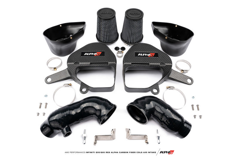 AMS Performance Infiniti Q50/Q60 Red Alpha Matte Carbon Intake Kit - Premium Cold Air Intakes from AMS - Just $931.15! Shop now at WinWithDom INC. - DomTuned