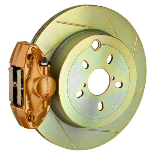 Brembo 12-16 FRS Exc w/ Elec Park Brake Rr GT BBK 2 Pis Cast 2pc 316 x20 1pc Rtr Slot Type1-Gold - Premium Brake Kits - Performance Slot from Brembo - Just $1995! Shop now at WinWithDom INC. - DomTuned