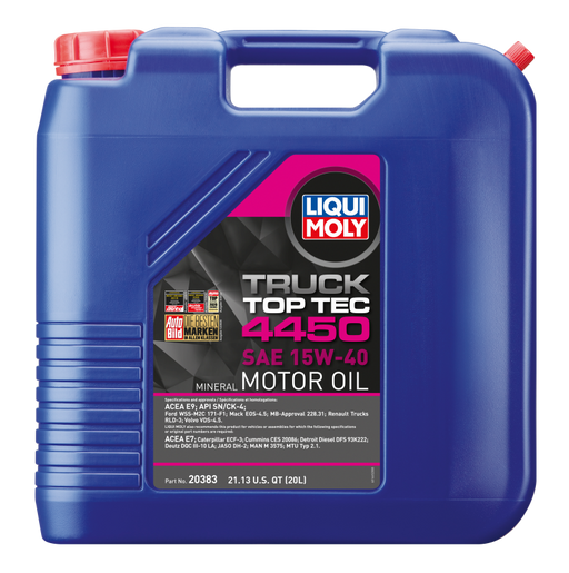 LIQUI MOLY 20L Top Tec Truck 4450 Motor Oil SAE 15W40 - Premium Motor Oils from LIQUI MOLY - Just $186.49! Shop now at WinWithDom INC. - DomTuned