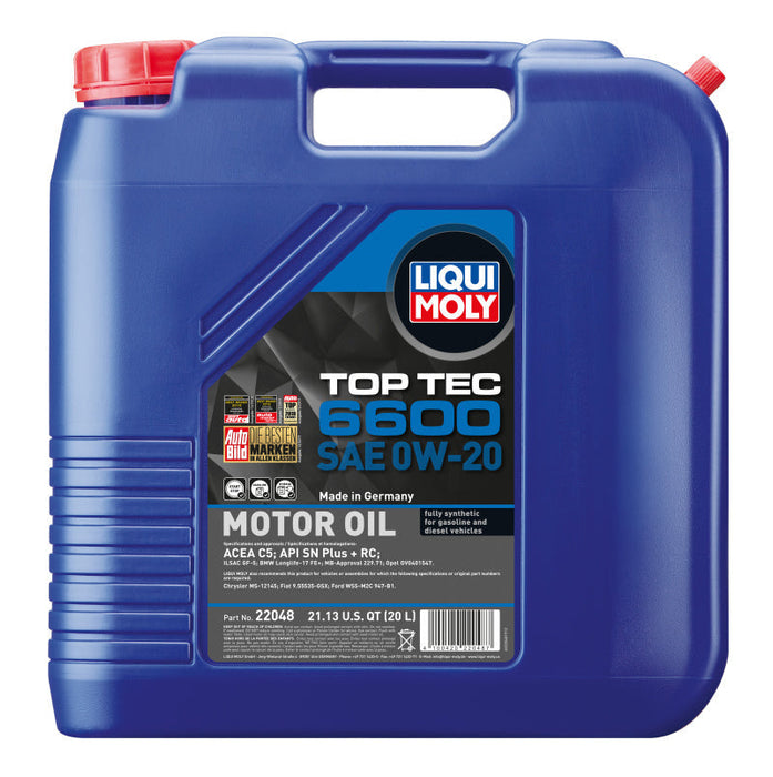 LIQUI MOLY 20L Top Tec 6600 Motor Oil SAE 0W20 - Premium Motor Oils from LIQUI MOLY - Just $209.99! Shop now at WinWithDom INC. - DomTuned