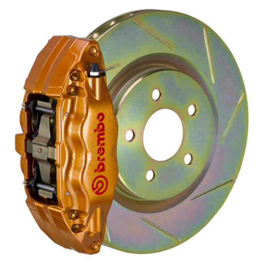 Brembo 02-07 Impreza/WRX/08-14 WRX Fr GT BBK 4 Pist Cast 2pc 326 x30 1pc Rotor Slotted Type1 - Gold - Premium Brake Kits - Performance Slot from Brembo - Just $1995! Shop now at WinWithDom INC. - DomTuned