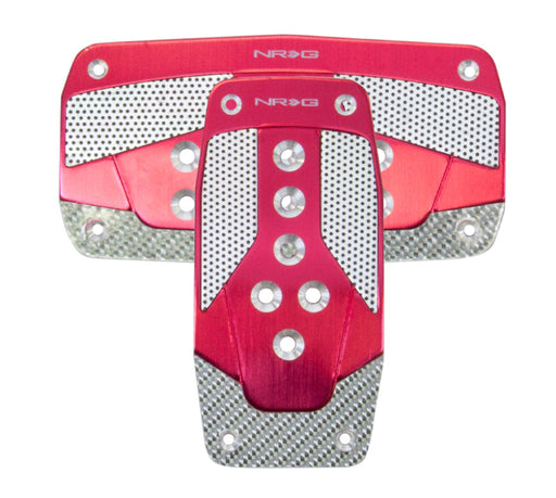 NRG Aluminum Sport Pedal A/T - Red w/Silver Carbon - Premium Pedal Covers from NRG - Just $28! Shop now at WinWithDom INC. - DomTuned