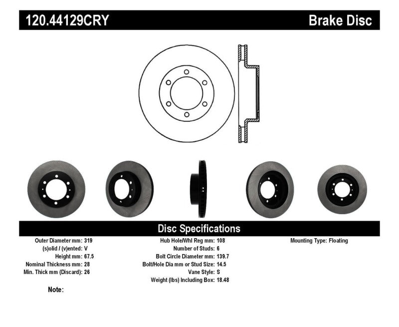 Stoptech 03-09 Toyota 4Runner / 05-14 Toyota FJ Cruiser Front Performance Cryo Brake Rotor - Premium Brake Rotors - Drilled from Stoptech - Just $131.21! Shop now at WinWithDom INC. - DomTuned